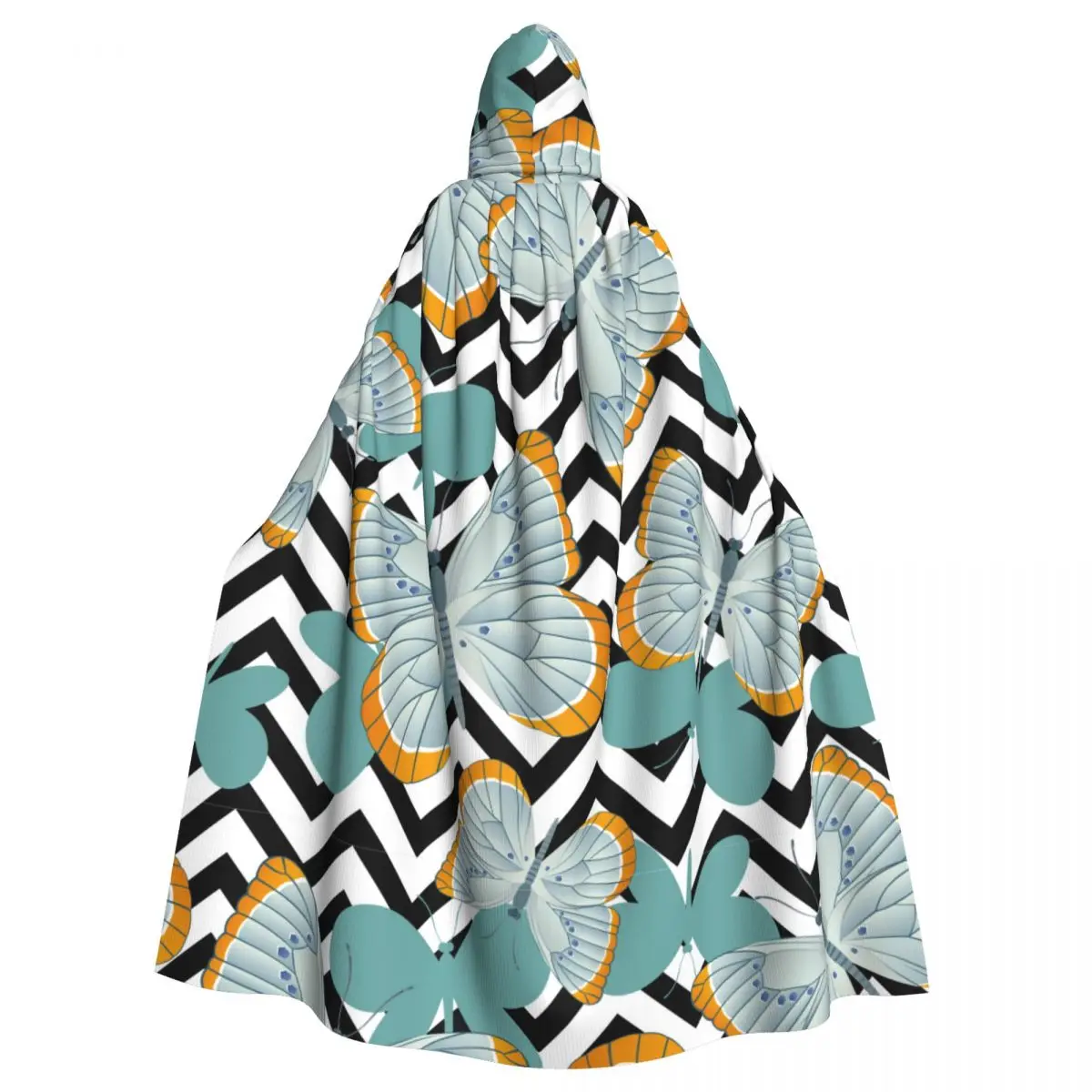 Hooded Cloak Polyester Unisex Witch Cape Costume Accessory Gray-Blue Butterflies With Wings On Black White Background Elf Purim
Hooded Cloak Polyester Unisex Witch Cape Costume Accessory Gray-Blue Butterflies With Wings On Black White Background Elf Purim