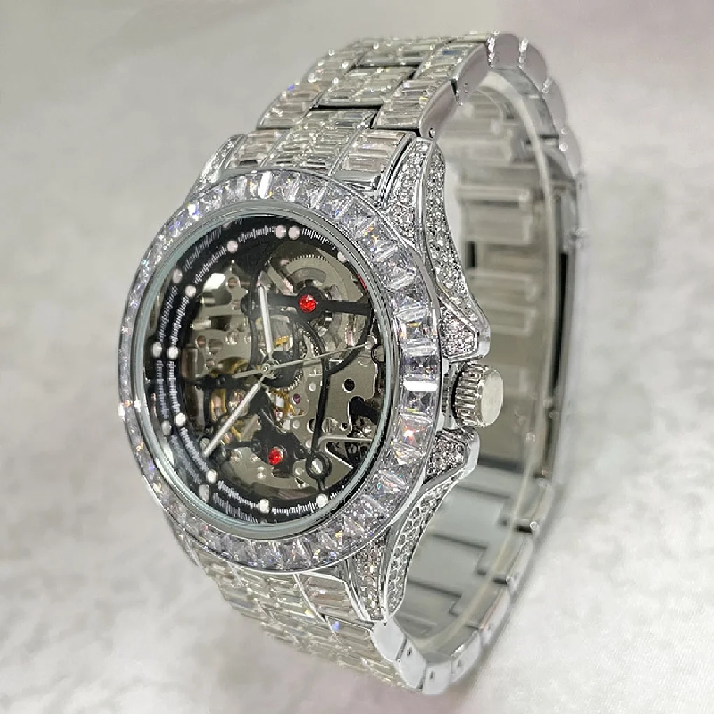 Fashion Brands MISSFOX Hollow Out Mechanical Men Watch Luxury Full Steel Waterproof Automatic Wristwatch Diamond Jewelry Clocks 
Fashion Brands MISSFOX Hollow Out Mechanical Men Watch Luxury Full Steel Waterproof Automatic Wristwatch Diamond Jewelry Clocks