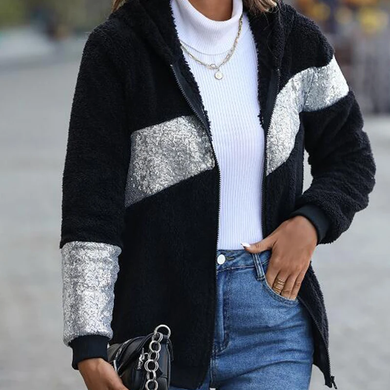 Women Elegant Striped Stitching Fleece Outwear Tops Elegant Loose Hooded Sweatshirts Coat Lady Autumn Winter Long Sleeve Jackets
Women Elegant Striped Stitching Fleece Outwear Tops Elegant Loose Hooded Sweatshirts Coat Lady Autumn Winter Long Sleeve Jackets