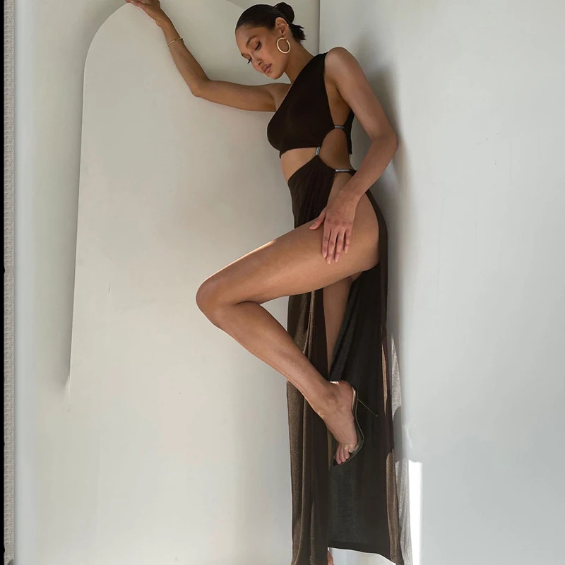 Sexy Summer One Shoulder High Split Maxi Dresses for Women Elegant Fashion Chains Cut Out Bodycon Club Party Long Dress Clothes
Sexy Summer One Shoulder High Split Maxi Dresses for Women Elegant Fashion Chains Cut Out Bodycon Club Party Long Dress Clothes
