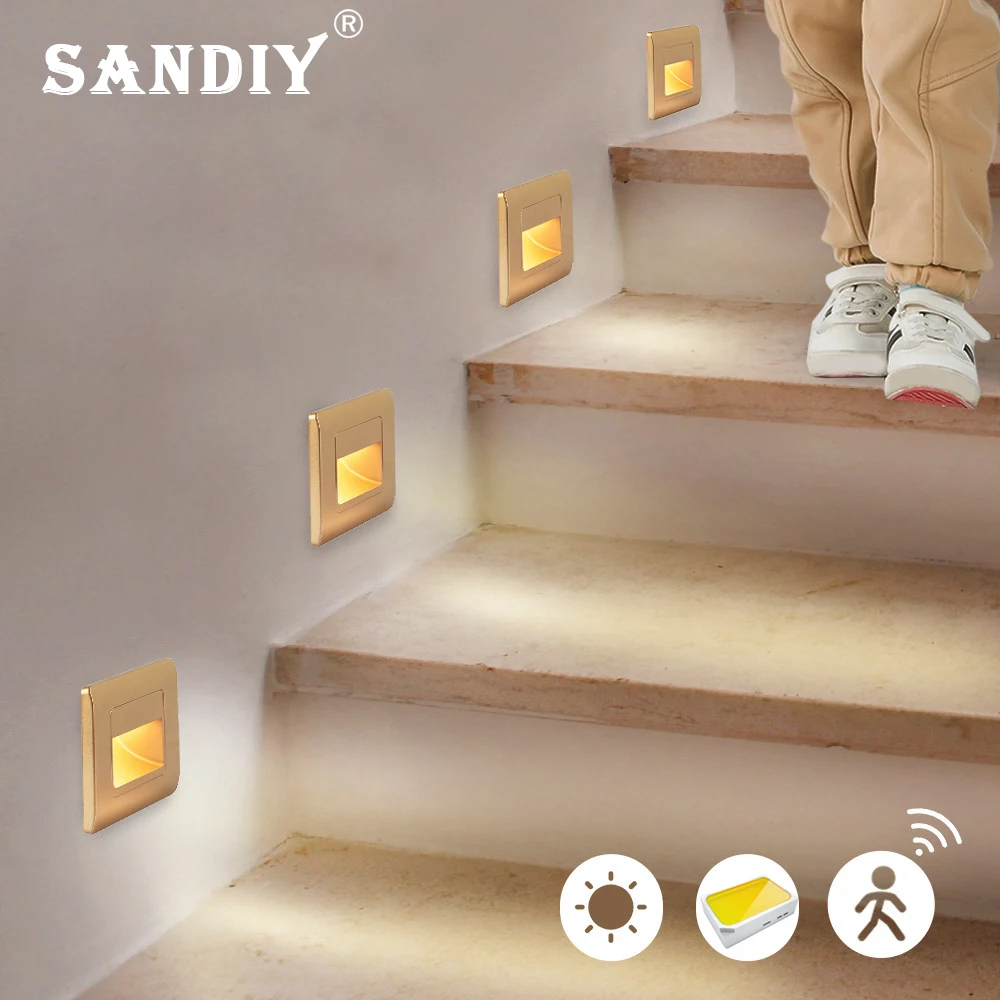 

SANDIY Wall Light Radar Sensor Staircase Lighting Motion Detect Nightlights for Step&Stair Balcony Hallway Recessed Sconce Lamp