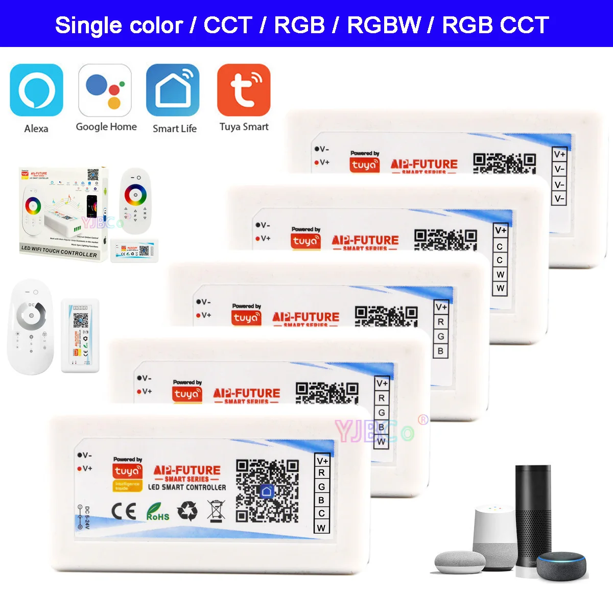 2.4G Tuya Wifi LED Strip Controller Single color/CCT/RGB/RGBW/RGB+CCT Light tape Dimmer Smart Home touch Remote DC 5V 12V 24V
2.4G Tuya Wifi LED Strip Controller Single color/CCT/RGB/RGBW/RGB+CCT Light tape Dimmer Smart Home touch Remote DC 5V 12V 24V