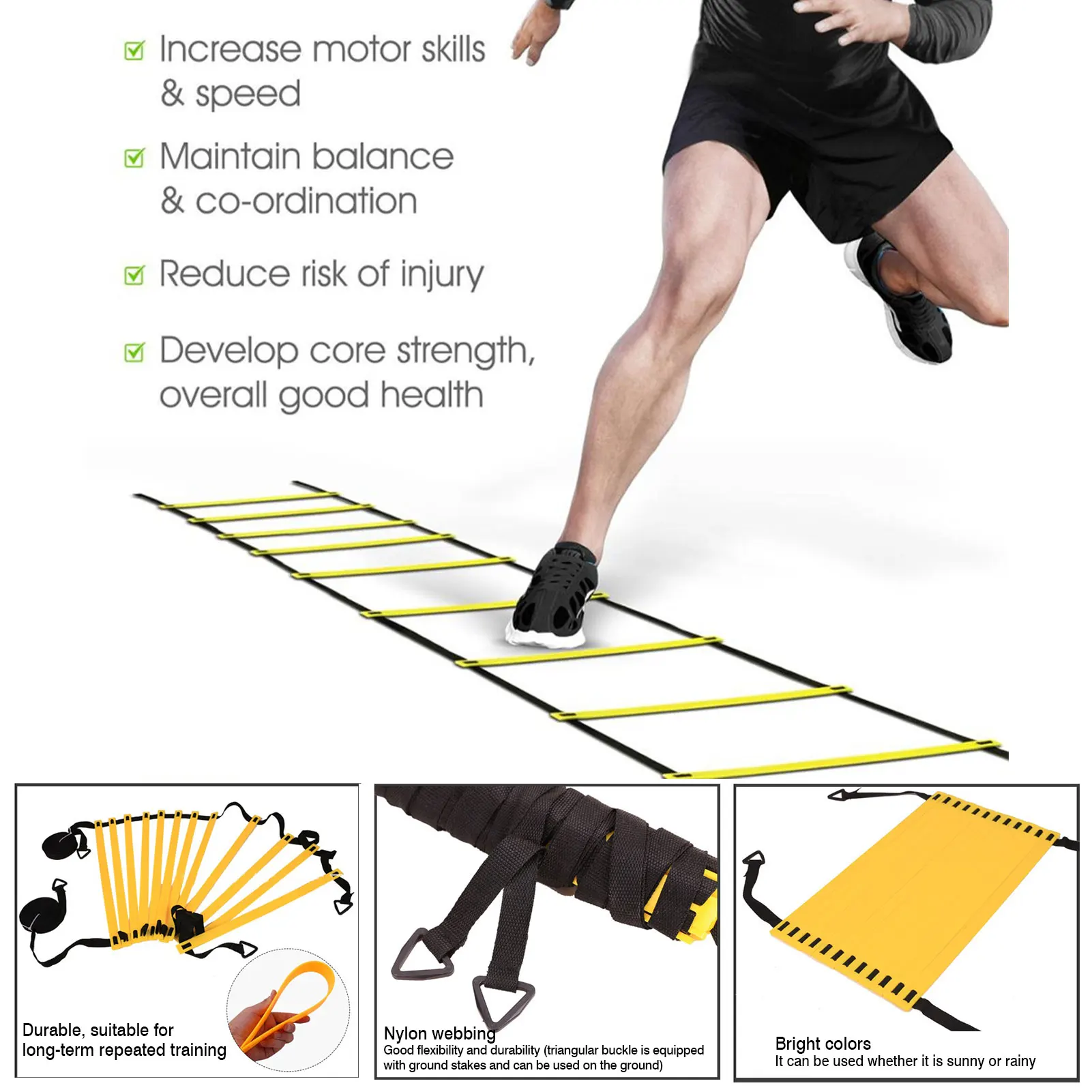 Agility Ladder Speed Training Equipment 12 Disc Cones 20ft Agility Ladder Training Equipment Set For Football Soccer Resistance
Agility Ladder Speed Training Equipment 12 Disc Cones 20ft Agility Ladder Training Equipment Set For Football Soccer Resistance