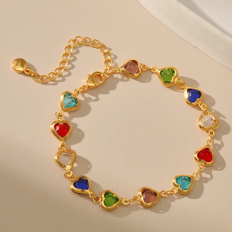 Stainless Steel Colorful Heart Zirconia Bracelet For Women Boho Charm Korean Fashion Gold Color Girls Bracelets Jewelry Gift
Stainless Steel Colorful Heart Zirconia Bracelet For Women Boho Charm Korean Fashion Gold Color Girls Bracelets Jewelry Gift