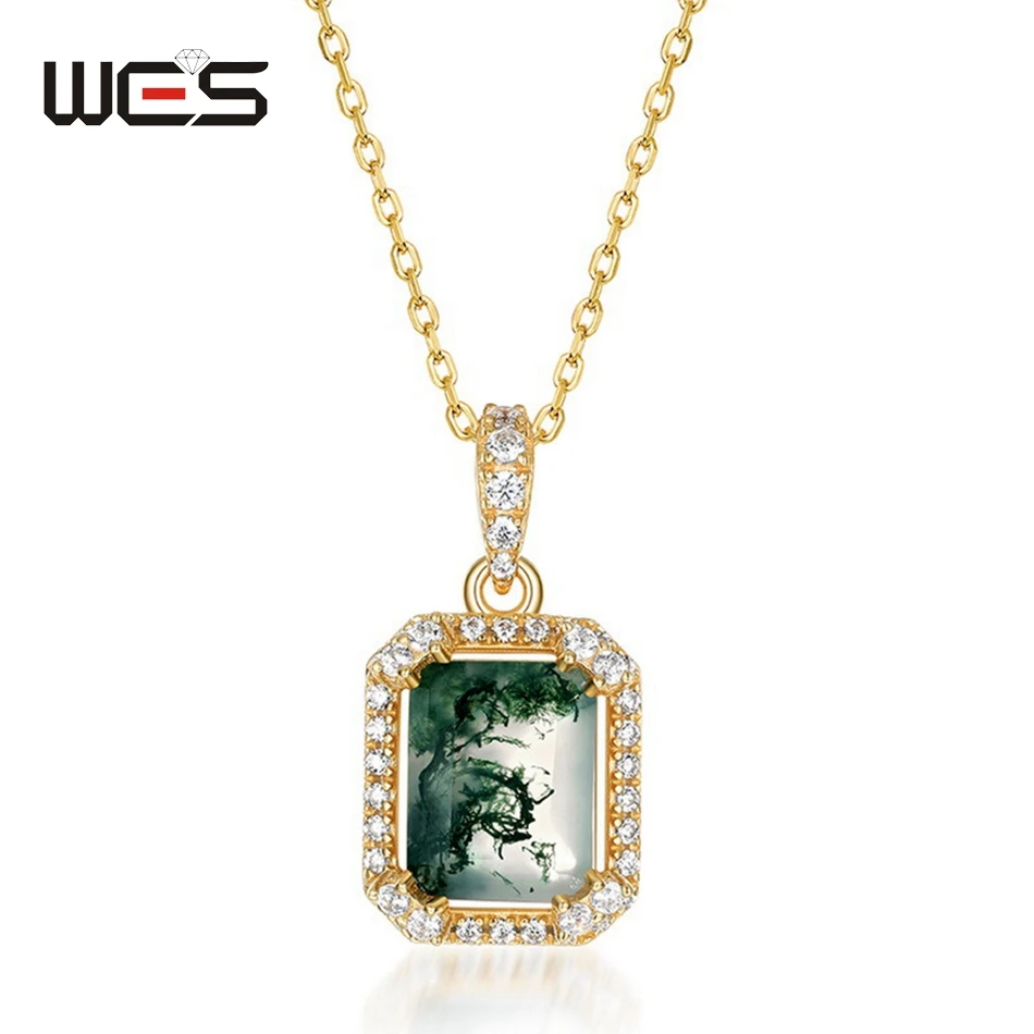 WES 925 Sterling Silver Natural 7*9mm Moss Agate Gemstone Pendant For Woman Girls Trendy Fine Jewelry Gifts Anniversary
WES 925 Sterling Silver Natural 7*9mm Moss Agate Gemstone Pendant For Woman Girls Trendy Fine Jewelry Gifts Anniversary