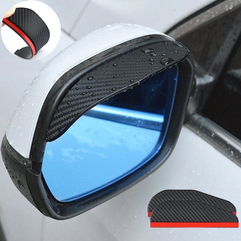

2PCS Car Rearview Mirror Rain Eyebrow Visor Carbon Fiber Side for Geely Geometry C Accessories Sportage R Ford Ka Mazda 3 2010
