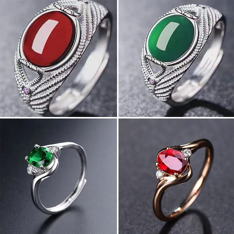 New Hollow Pattern Copper Ring Inlaid with Green and Red Gemstone Jewelry Fashion Temperament Luxury Couple High-end Design Ring
New Hollow Pattern Copper Ring Inlaid with Green and Red Gemstone Jewelry Fashion Temperament Luxury Couple High-end Design Ring