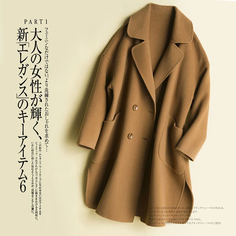 2020 Autumn Winter Women Woolen Coat Turn Down Collar Double Breasted 100% Wool Coat Camel Women Warm Coat Casaco Feminino P1066
2020 Autumn Winter Women Woolen Coat Turn Down Collar Double Breasted 100% Wool Coat Camel Women Warm Coat Casaco Feminino P1066