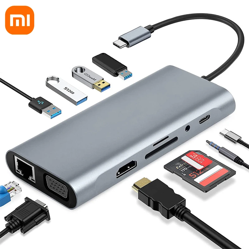 USB C Hub 11/8/6/5/4 In 1 Docking Station Adapter To 4KHDMI-compatible RJ45 Ethernet SD/TF 3.5MM AUX Hub For MacBook Pro Laptop
USB C Hub 11/8/6/5/4 In 1 Docking Station Adapter To 4KHDMI-compatible RJ45 Ethernet SD/TF 3.5MM AUX Hub For MacBook Pro Laptop
