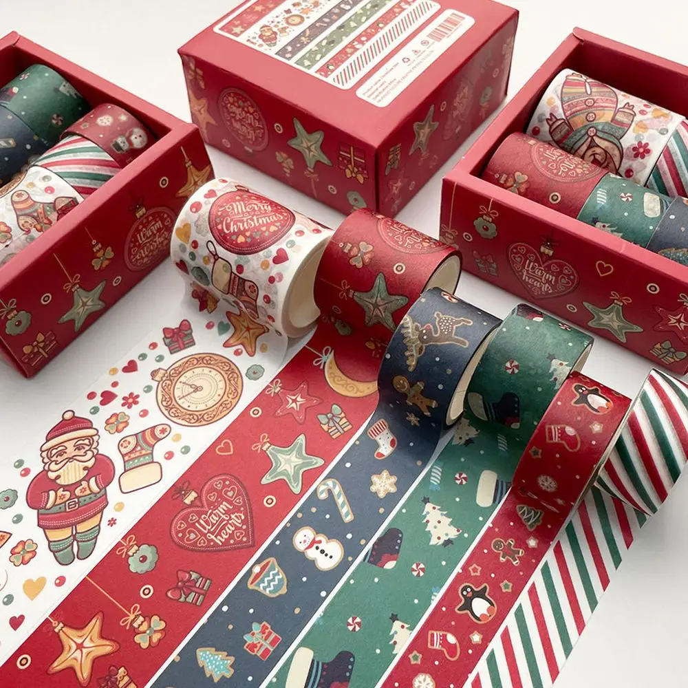 

6pcs/set Merry Christmas Washi Tape Box-Packed Holiday gift Decorative Scrapbook DIY Masking Tape Stationery Journal Supplies