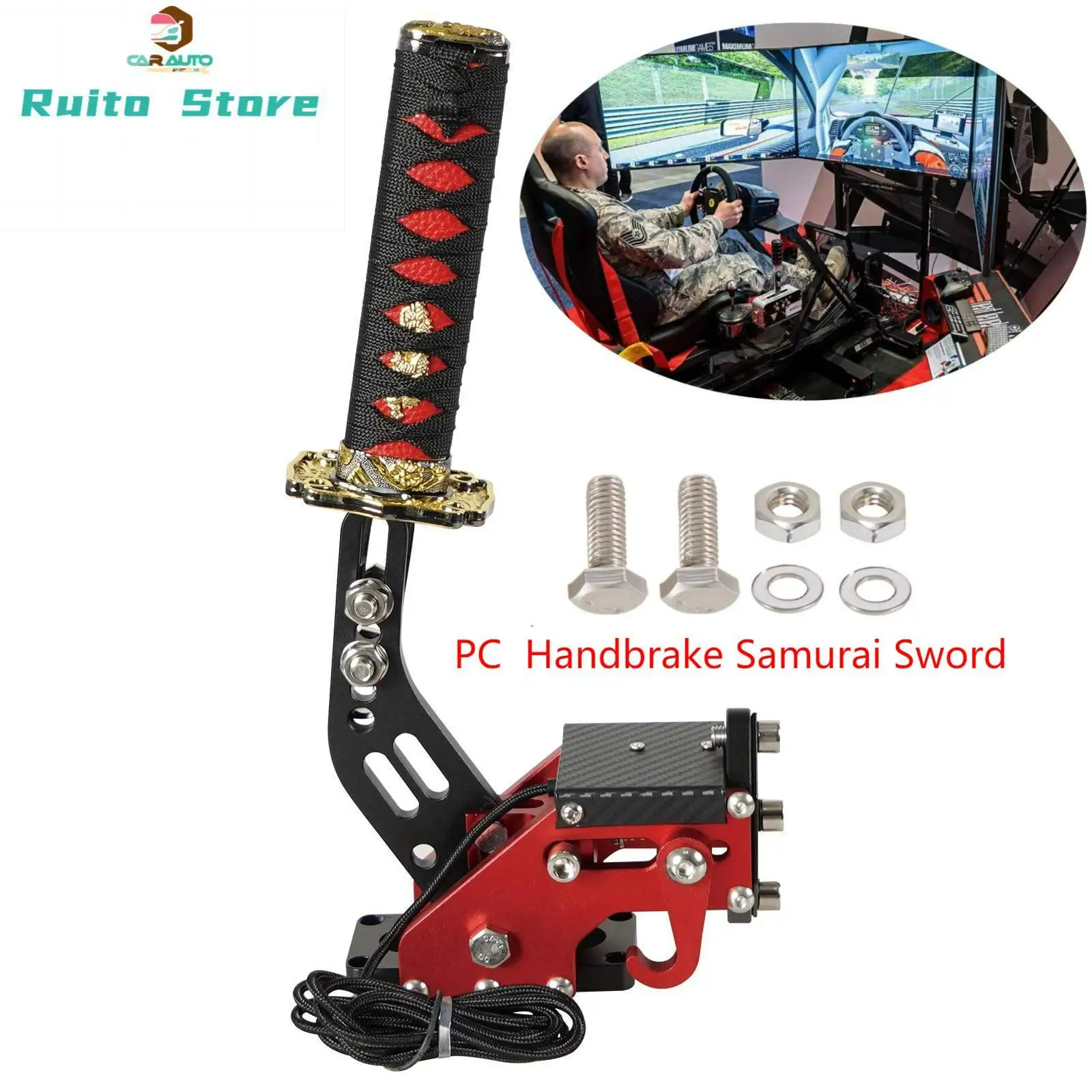 

USB Katana Handbrake Samurai Sword PC Handbrake & Non-Contact Plus Hall Sensor Compatible With G25/27/29/920/923 T500 T300,Profe