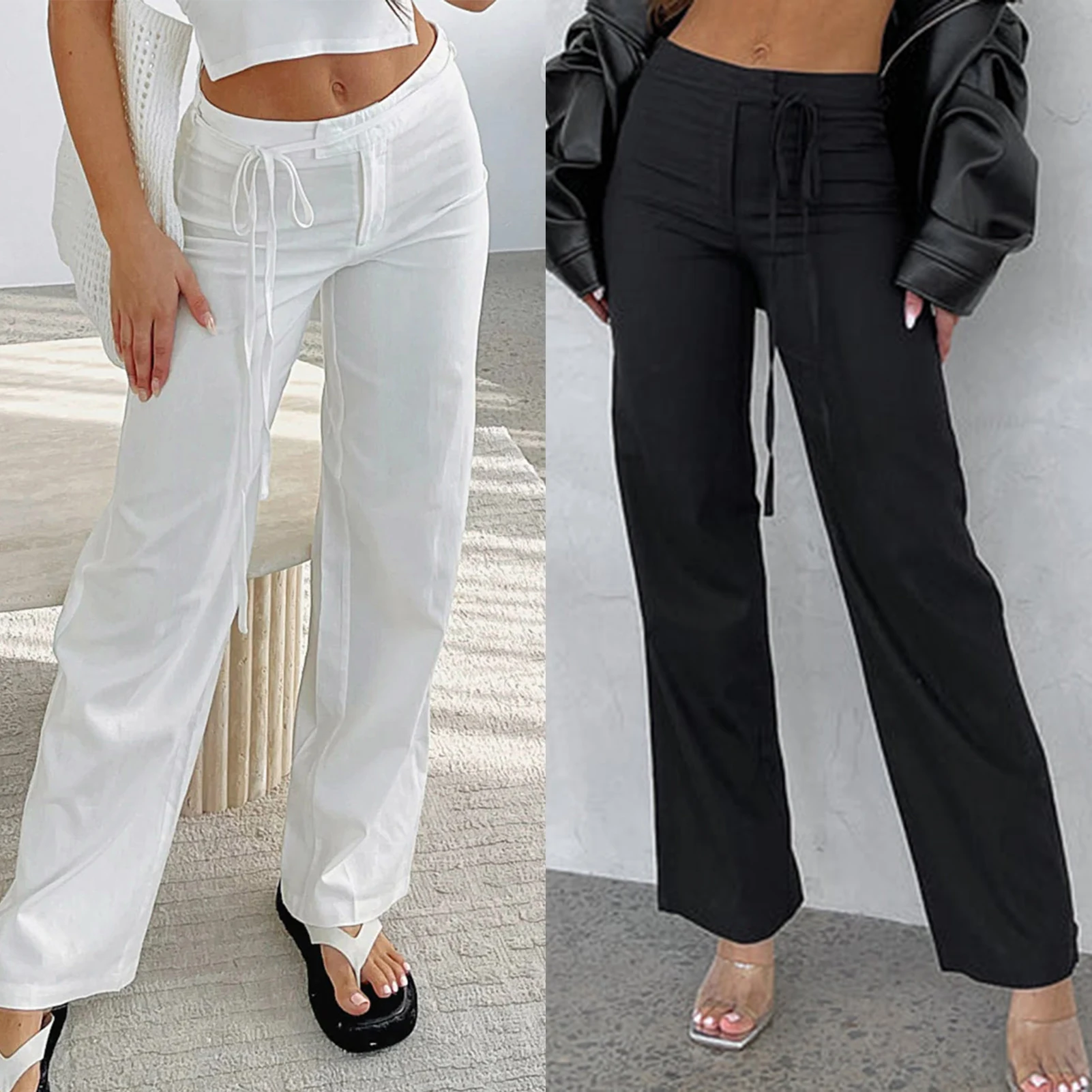 Zipper Closure Long Pants Solid Color Women Casual Pants Slim Fit Pants with Belt Basic Style Lace Up Strech Vacation Outfit
Zipper Closure Long Pants Solid Color Women Casual Pants Slim Fit Pants with Belt Basic Style Lace Up Strech Vacation Outfit