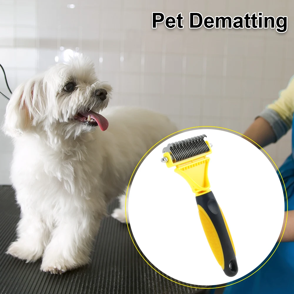 Pet Grooming Brush Double Sided Pet Dematting Comb Self Cleaning Slicker Brush Stainless Steel Undercoat Rake Deshedding Tool
Pet Grooming Brush Double Sided Pet Dematting Comb Self Cleaning Slicker Brush Stainless Steel Undercoat Rake Deshedding Tool