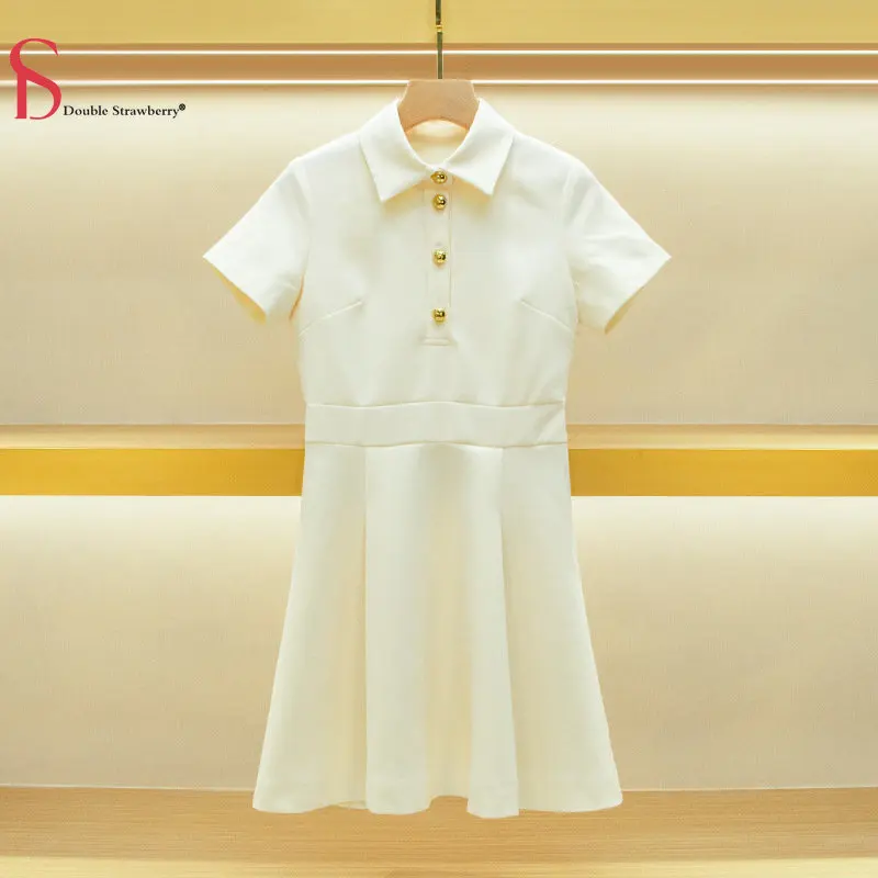 High Quality Dress Summer Women's New French Half Open Collar Waist Short Sleeve Mid Length Dress
High Quality Dress Summer Women's New French Half Open Collar Waist Short Sleeve Mid Length Dress