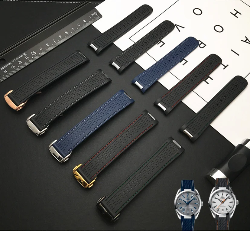 New style 20mm Watchband Curved End Silicone Rubber Watch band Metal for Omega strap for Seamaster 300 AQUA TERRA AT150 8900
New style 20mm Watchband Curved End Silicone Rubber Watch band Metal for Omega strap for Seamaster 300 AQUA TERRA AT150 8900