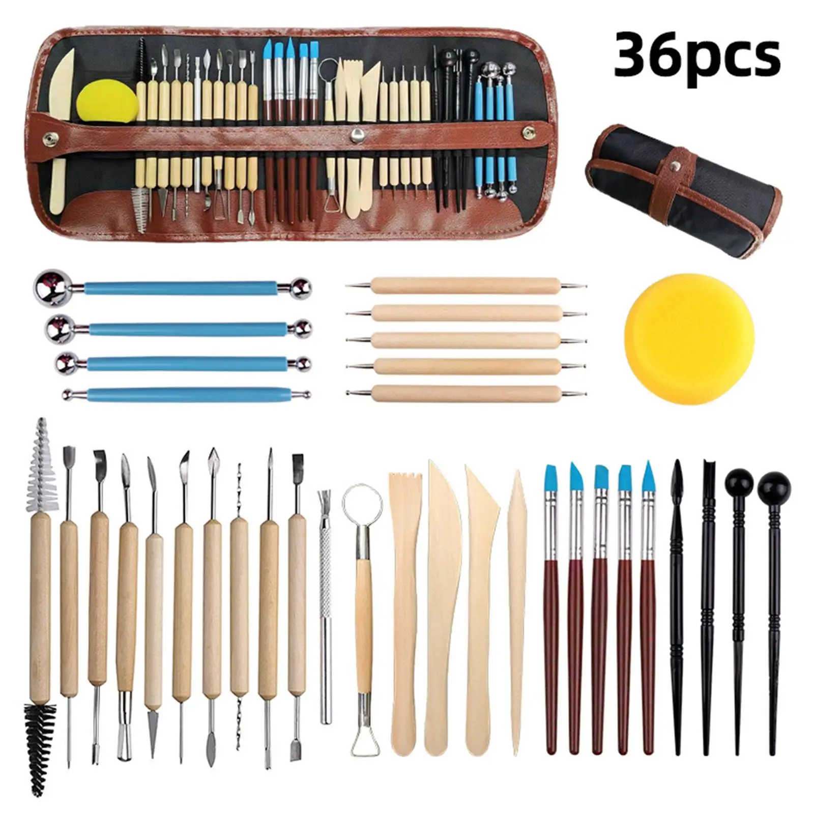 36Pcs Polymer Clay Tools for Adults Kids with Carrying Bag Clay Sculpting Tools for Modeling Sculpture Cutting Ceramic Crafts
36Pcs Polymer Clay Tools for Adults Kids with Carrying Bag Clay Sculpting Tools for Modeling Sculpture Cutting Ceramic Crafts