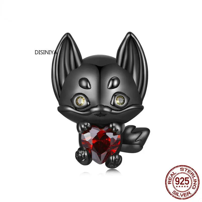 925 Sterling Silver Black Fox Bead Red Heart Zircon Cute Animal Charms Black Gold Plated for Women Bracelet & Bangle DIY
925 Sterling Silver Black Fox Bead Red Heart Zircon Cute Animal Charms Black Gold Plated for Women Bracelet & Bangle DIY