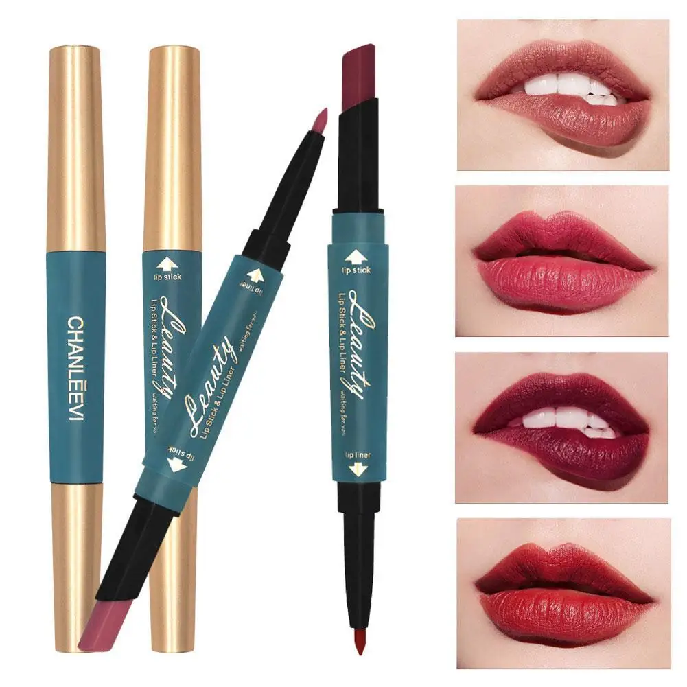 

Double Headed Lipliner Pen Lipstick Lasting Waterproof Matter 2in1 Lip Liner Pencil Pigment Makeup For Women Cosmetic Maquiagem