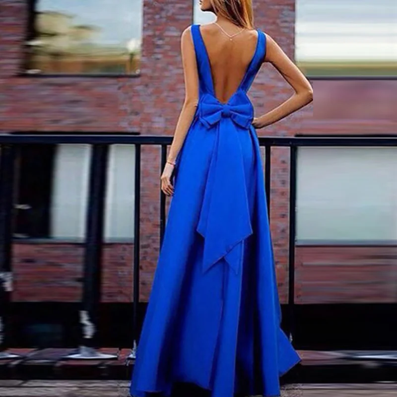 Sexy Deep V Neck Backless Bow Women Party Dress Elegant Sleeveless A-Line Femme Summer Ball Dress Fashion Princess Maxi Vestidos
Sexy Deep V Neck Backless Bow Women Party Dress Elegant Sleeveless A-Line Femme Summer Ball Dress Fashion Princess Maxi Vestidos