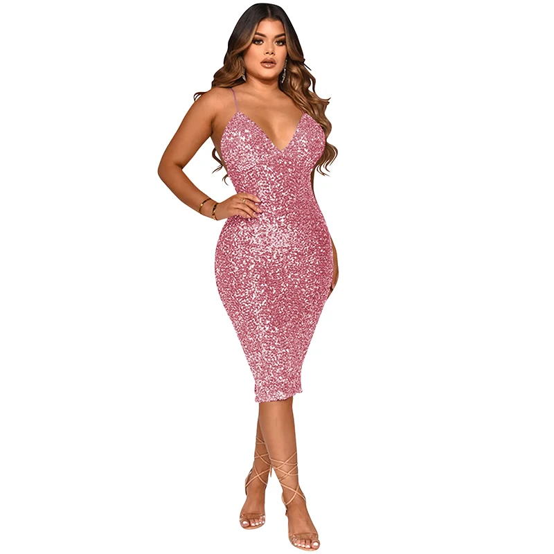 Sexy V Neck Backless Sequins Slip Dress 2022 Evening Party Clubwear Sleeveless Bodycon Split Elegant Midi Dresses For Women
Sexy V Neck Backless Sequins Slip Dress 2022 Evening Party Clubwear Sleeveless Bodycon Split Elegant Midi Dresses For Women