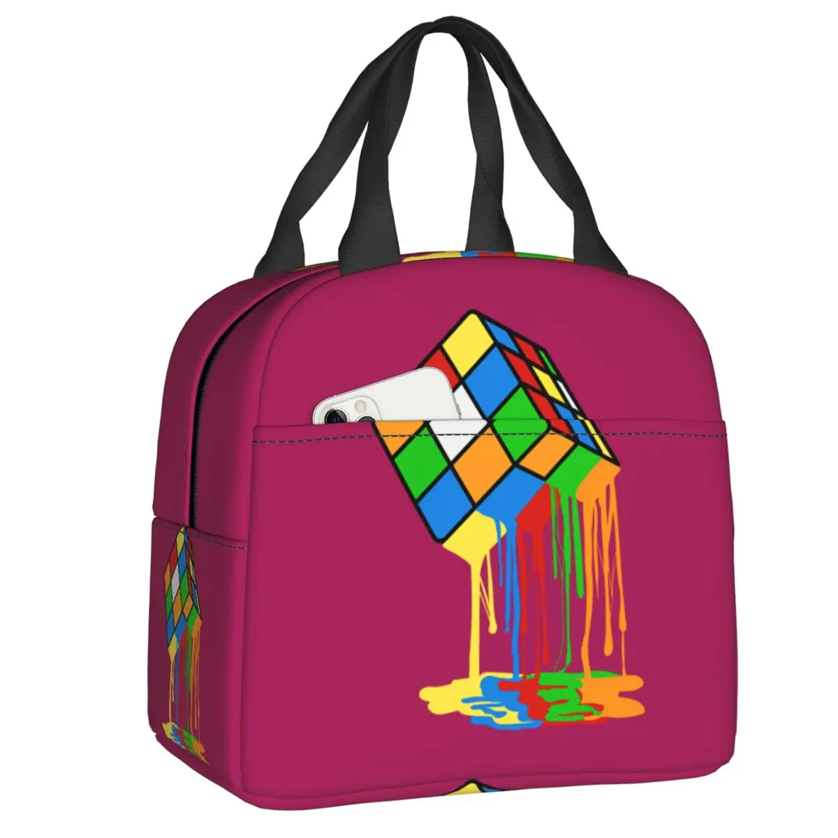 Custom Melted Cube Rubiks Lunch Bag Cooler Warm Insulated Lunch Box for Student School Work Picnic Food Tote Bags
Custom Melted Cube Rubiks Lunch Bag Cooler Warm Insulated Lunch Box for Student School Work Picnic Food Tote Bags