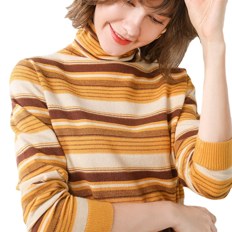2022 Women Sweater Spring New Fashion Rainbow Print Knitting Shirt High Neck Long Sleeve Pullover Striped Top Large Size Loose
2022 Women Sweater Spring New Fashion Rainbow Print Knitting Shirt High Neck Long Sleeve Pullover Striped Top Large Size Loose