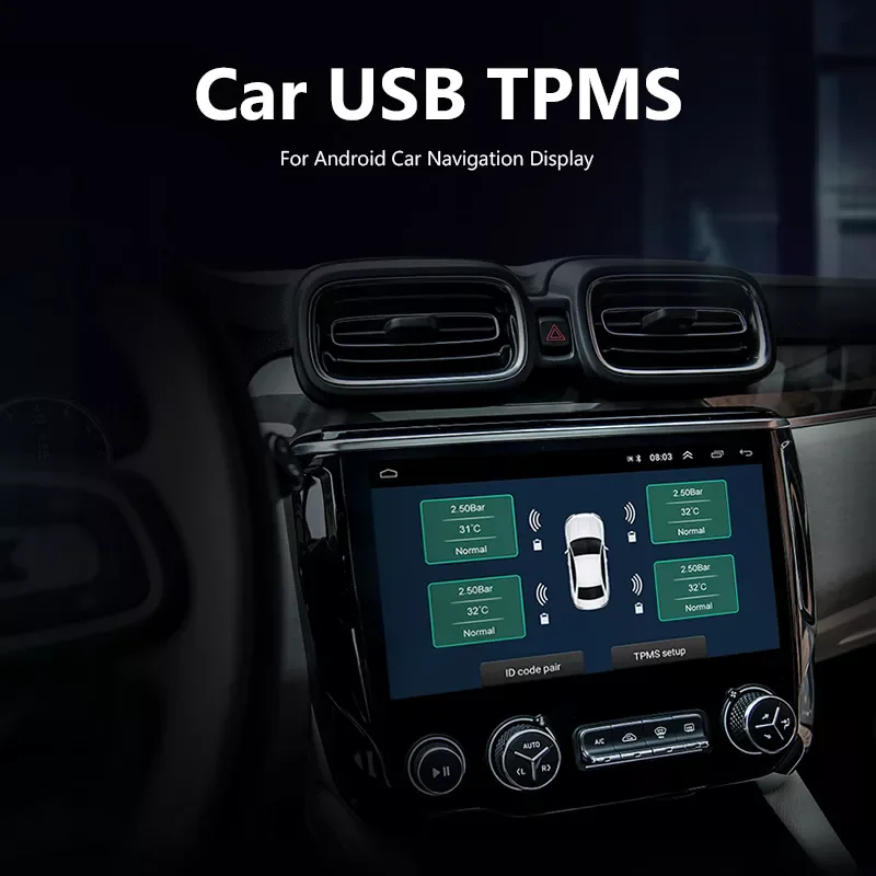 USB Android TPMS Car Tire Pressure Alarm Monitor System For vehicle Android player Temperature Warning with four sensors
USB Android TPMS Car Tire Pressure Alarm Monitor System For vehicle Android player Temperature Warning with four sensors
