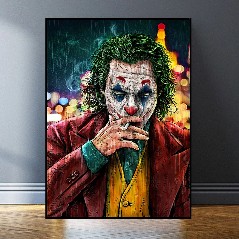 American Movie Clown Smoking Joaquin Phoenix Figure Canvas Painting Clown Posters and Prints Wall Art Decoration for Living Room
American Movie Clown Smoking Joaquin Phoenix Figure Canvas Painting Clown Posters and Prints Wall Art Decoration for Living Room