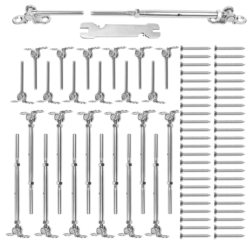 12Pcs T316 Cable Railing Kits Fit 3/16 Inch Wire Rope Cable,Toggle Turnbuckle & End For Cable Railing Systems
12Pcs T316 Cable Railing Kits Fit 3/16 Inch Wire Rope Cable,Toggle Turnbuckle & End For Cable Railing Systems