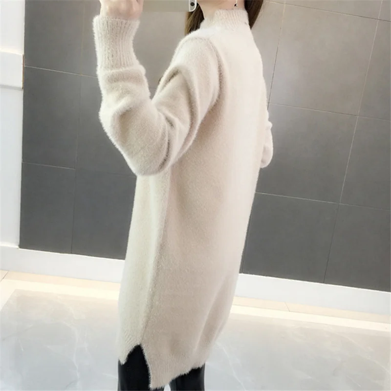 Winter Autumn New Thick Mid Length Half Turtleneck Mink Cashmere Sweater Women Slim Pullover Solid Color Long Sleeve Tops Female
Winter Autumn New Thick Mid Length Half Turtleneck Mink Cashmere Sweater Women Slim Pullover Solid Color Long Sleeve Tops Female