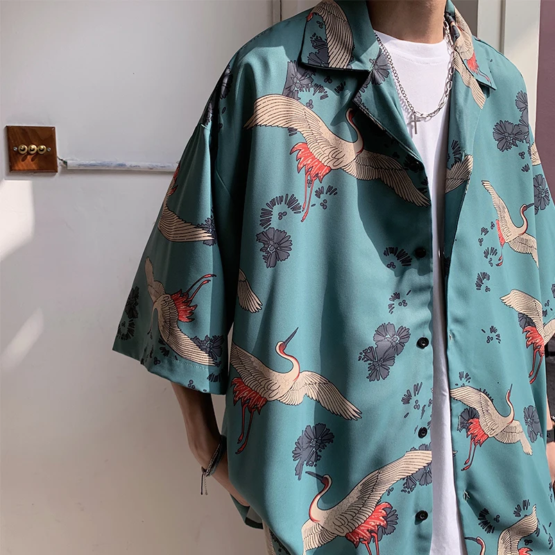 LAPPSTER Mens Crane Print Shirts Harajuku 2022 Summer Vintage Button Up Short Sleeve Shirts Male Korean Fashions Smooth Blouses
LAPPSTER Mens Crane Print Shirts Harajuku 2022 Summer Vintage Button Up Short Sleeve Shirts Male Korean Fashions Smooth Blouses