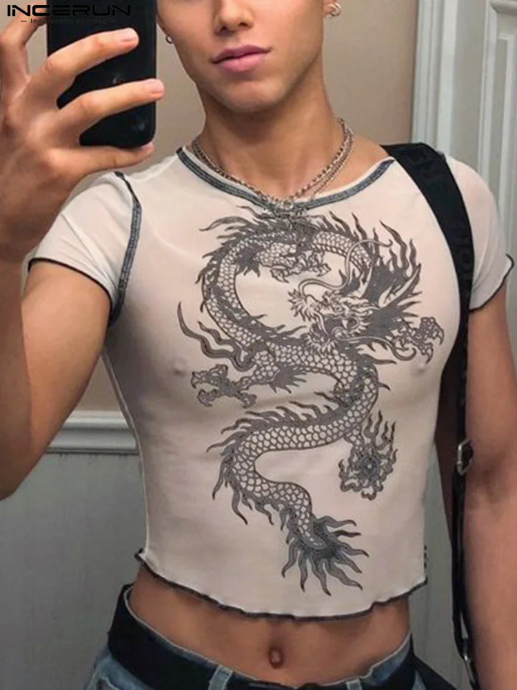 Fashion Well Fitting Tees Men's Dragon Printing Camiseta Stylish Male Party Shows Short-sleeved T-shirts S-5XL INCERUN Tops 2022
Fashion Well Fitting Tees Men's Dragon Printing Camiseta Stylish Male Party Shows Short-sleeved T-shirts S-5XL INCERUN Tops 2022