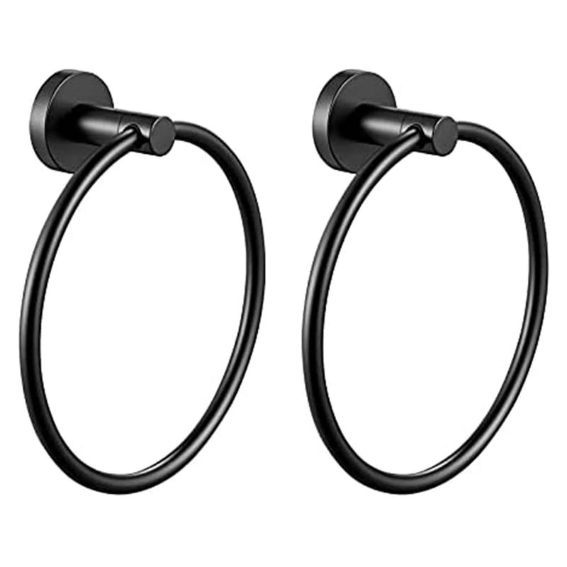 Bathroom Black Towel Ring Towel Rack Wall-Mounted Stainless Steel Matte Black Surface 2 Pieces 
Bathroom Black Towel Ring Towel Rack Wall-Mounted Stainless Steel Matte Black Surface 2 Pieces