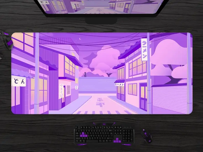 Purple Anime Desk Mat Cute, Pastel Mousepad Kawaii, Lilac purple and pink, Japanese Tokyo street desk mat xl, extra large gaming
Purple Anime Desk Mat Cute, Pastel Mousepad Kawaii, Lilac purple and pink, Japanese Tokyo street desk mat xl, extra large gaming