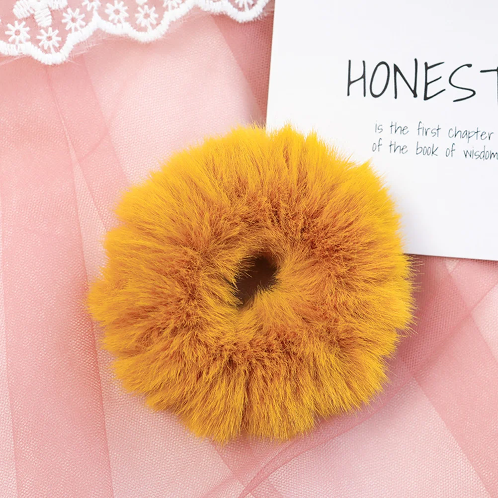 

5 PC Bunny Hair Accessories Imitation Fur Ring Elastic Tie Ponytail Holder Women's