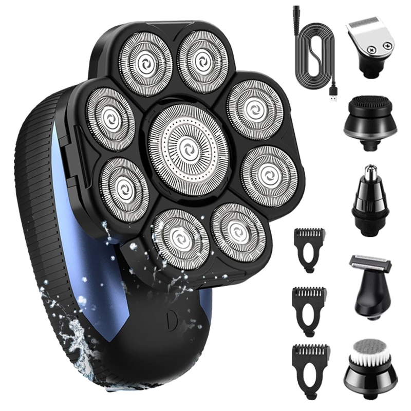 Men 6 in 1 Cordless Electric Rotary Shavers Kit Beard&Hair&Nose Trimmer for FACIAL Cleansing&Massage Brush IPX6-Waterpro
Men 6 in 1 Cordless Electric Rotary Shavers Kit Beard&Hair&Nose Trimmer for FACIAL Cleansing&Massage Brush IPX6-Waterpro
