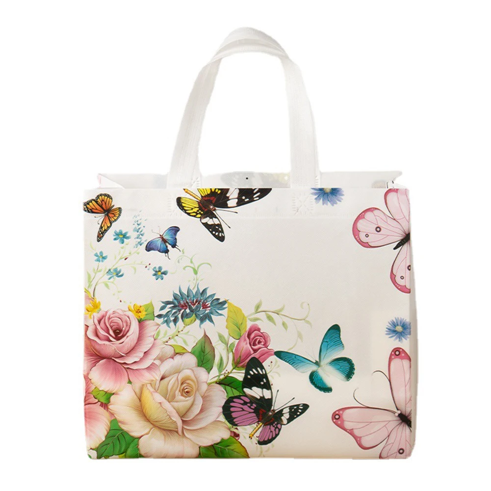 Flower Print Grocery Shopping Bag Non-woven Fabric Bag Travel Butterfly Takeaway Storage Bag Folding Bag Reusable Shopping Pouch 
Flower Print Grocery Shopping Bag Non-woven Fabric Bag Travel Butterfly Takeaway Storage Bag Folding Bag Reusable Shopping Pouch