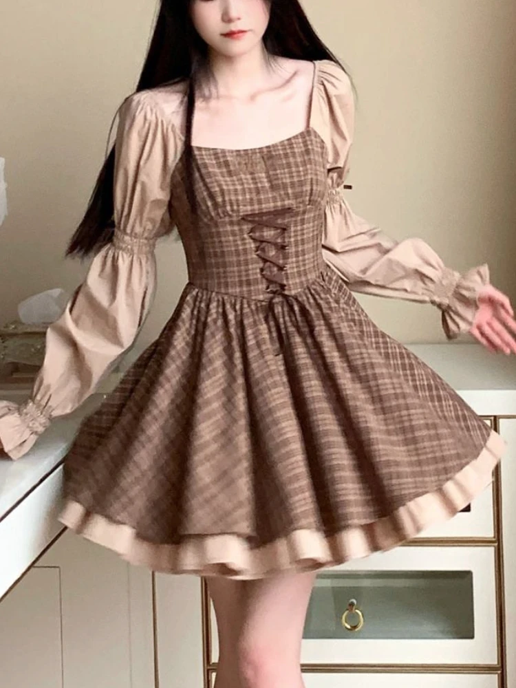 2023 Summer Kawaii Party Lolita Dress Women Causal Long Sleeve Y2k Mini Dress Female Plaid Slim One Piece Dress Korean Chic
2023 Summer Kawaii Party Lolita Dress Women Causal Long Sleeve Y2k Mini Dress Female Plaid Slim One Piece Dress Korean Chic