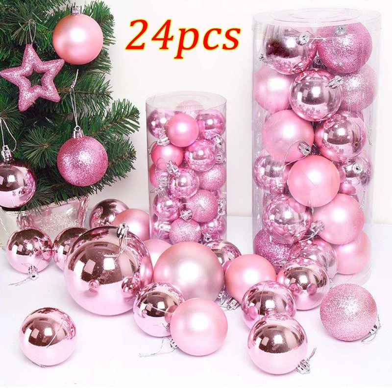 

24 шт. Рождественские шары, украшения, украшение для рождественской елки, противоударный подвесной шар, праздничный домашний декор, блестящие пластиковые шары