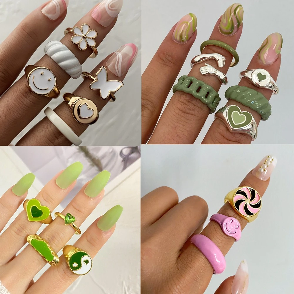 1-6pcs Punk White Butterfly Finger Rings Heart Geometric Metal Embrace gossip Rings for Women Girls Party Jewelry Bijoux Femme
1-6pcs Punk White Butterfly Finger Rings Heart Geometric Metal Embrace gossip Rings for Women Girls Party Jewelry Bijoux Femme