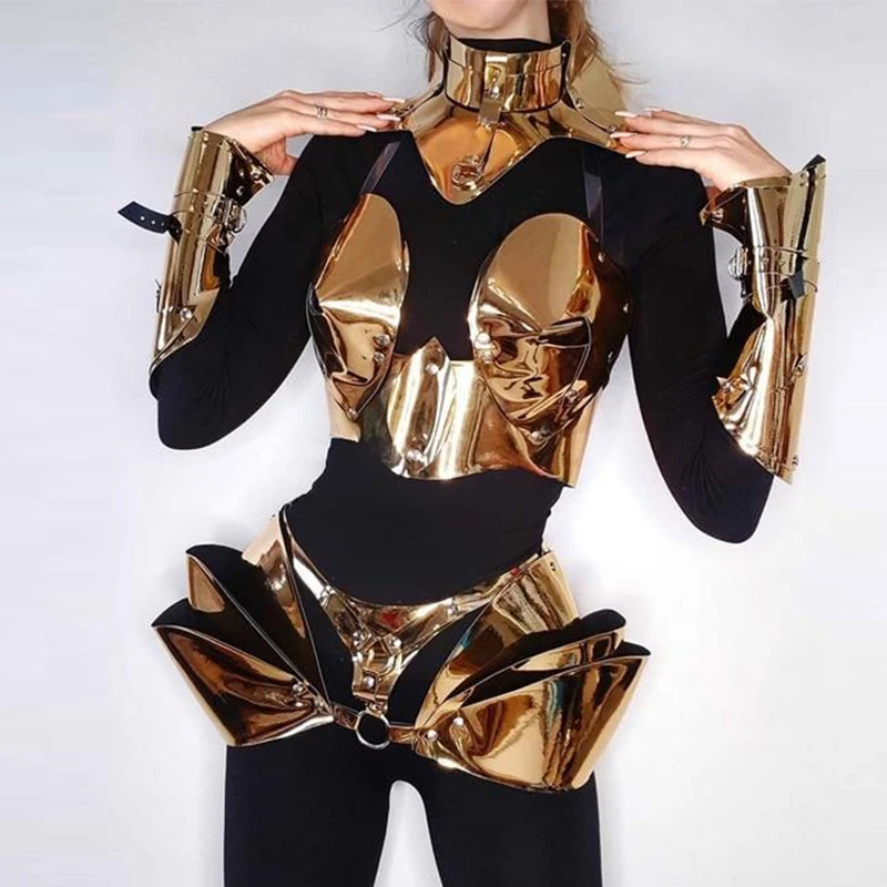 

Новый ночной клуб Dj Ds танцевальный певец сценическая одежда Rave наряд ослепляющий черный футуристический доспех танцевальная одежда Gogo костюм Drag Queen