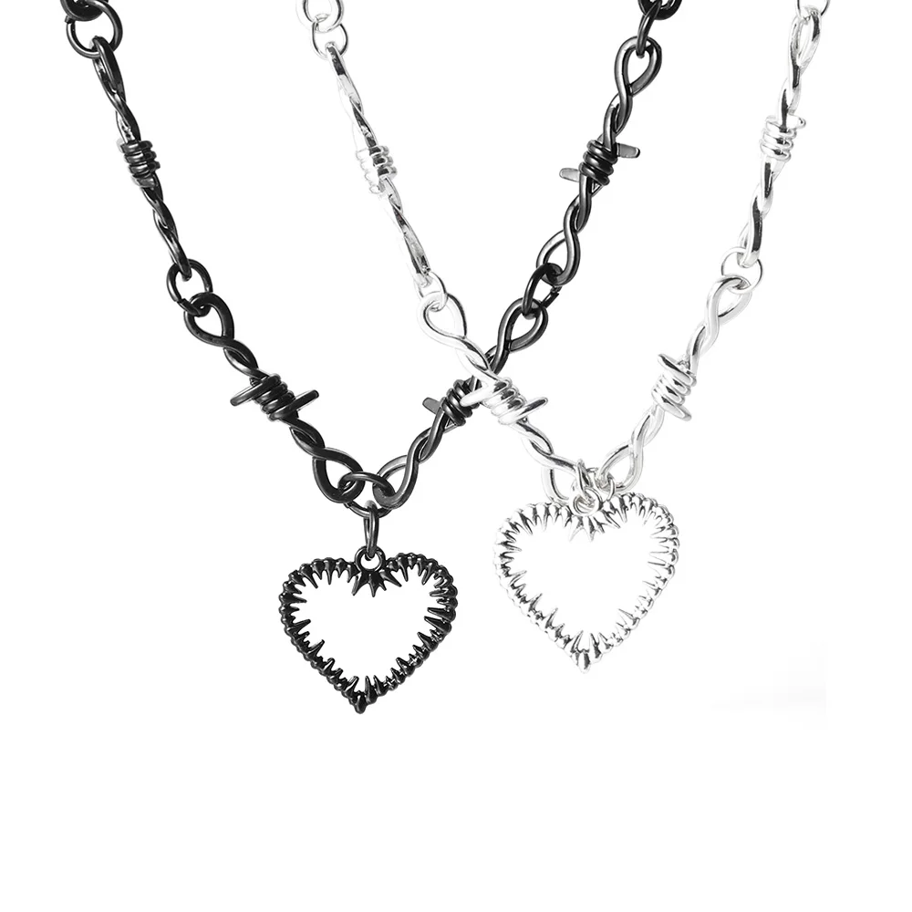 Punk Wire Brambles Iron Choker Necklace For Women Men Hip-hop Gothic Heart Pendant Necklace Little Thorns Chain Choker Jewelry
Punk Wire Brambles Iron Choker Necklace For Women Men Hip-hop Gothic Heart Pendant Necklace Little Thorns Chain Choker Jewelry