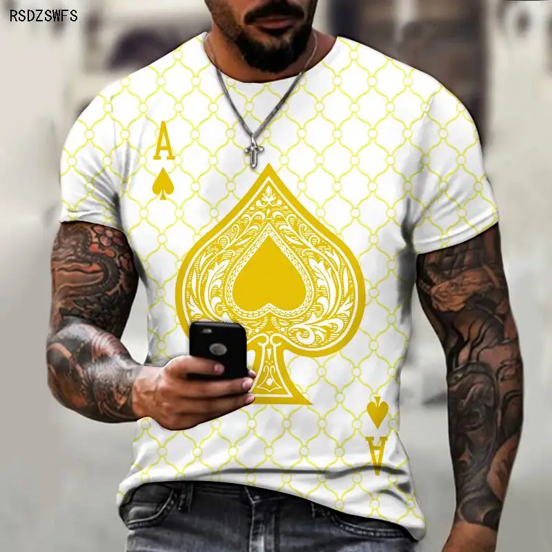 Playing Cards 3D Three-dimensional Printing Personalized T-shirt Fashion Retro Street Fashion Casual Men's Summer Short Sleeve
Playing Cards 3D Three-dimensional Printing Personalized T-shirt Fashion Retro Street Fashion Casual Men's Summer Short Sleeve
