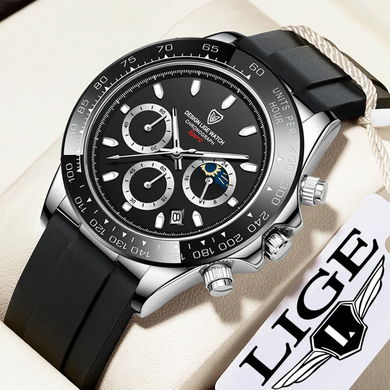

LIGE Mens Watches Top Brand Luxury Waterproof Quartz Wrist Watch for Men Date Silicone Sport Relogio Masculino Montre Homme+Box