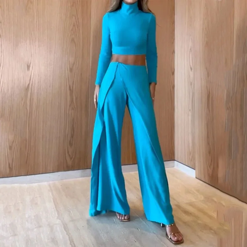 Women Two Piece Set Spring Autumn Fashion Solid Color Long Sleeve Top Loose Wide Leg Pants Two-Piece Set High Streetwear
Women Two Piece Set Spring Autumn Fashion Solid Color Long Sleeve Top Loose Wide Leg Pants Two-Piece Set High Streetwear