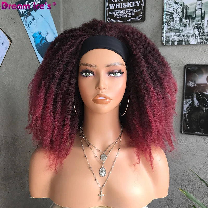 Afro Synthetic Kinky Curly Headband Wigs For Black Women Black Burg Free Part Heat Resistant Machine Made Hair Wig Dream Ice's
Afro Synthetic Kinky Curly Headband Wigs For Black Women Black Burg Free Part Heat Resistant Machine Made Hair Wig Dream Ice's