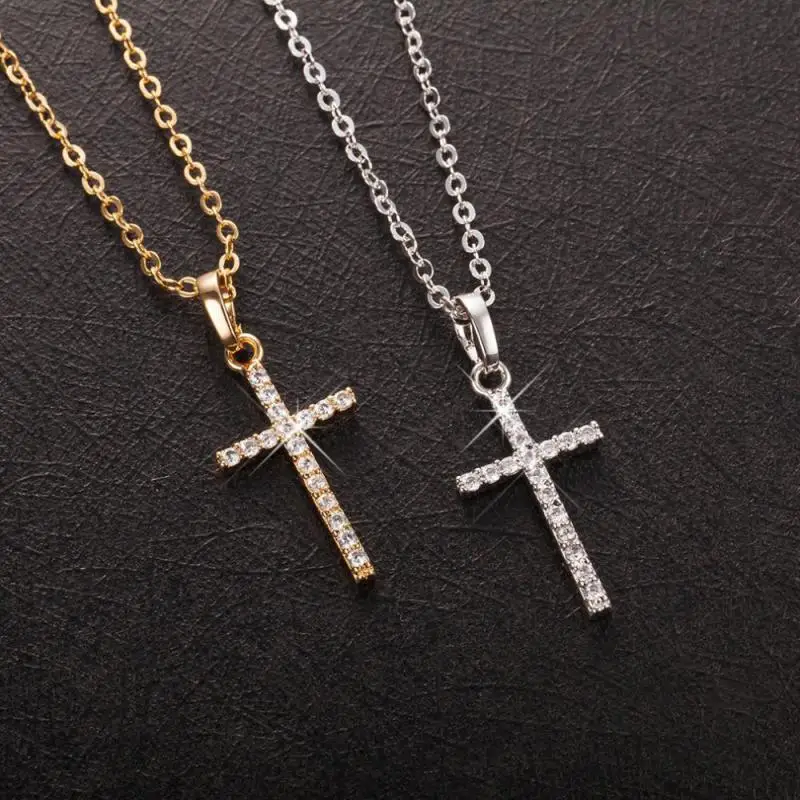 Simple Cross Pendants Necklaces Unisex Gold Silver Color Metal Chain Crystal Necklace Female Fashion Party Jewelry Accessories
Simple Cross Pendants Necklaces Unisex Gold Silver Color Metal Chain Crystal Necklace Female Fashion Party Jewelry Accessories