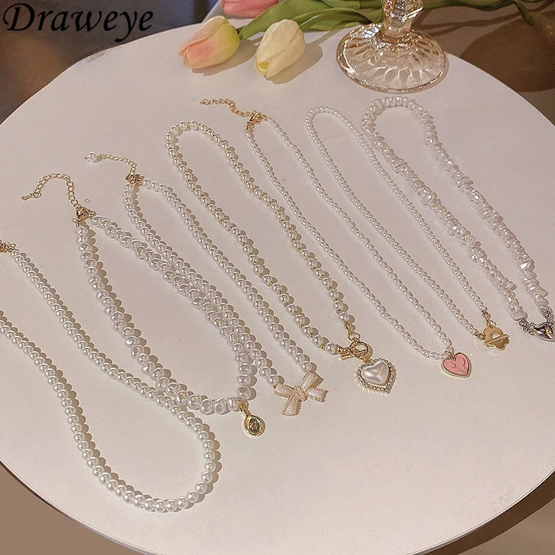 Draweye Pearls Beads Jewelry for Women Korean Fashion Colorful Sweet Korean Fashion Pendant Necklaces Elegant Chokers
Draweye Pearls Beads Jewelry for Women Korean Fashion Colorful Sweet Korean Fashion Pendant Necklaces Elegant Chokers