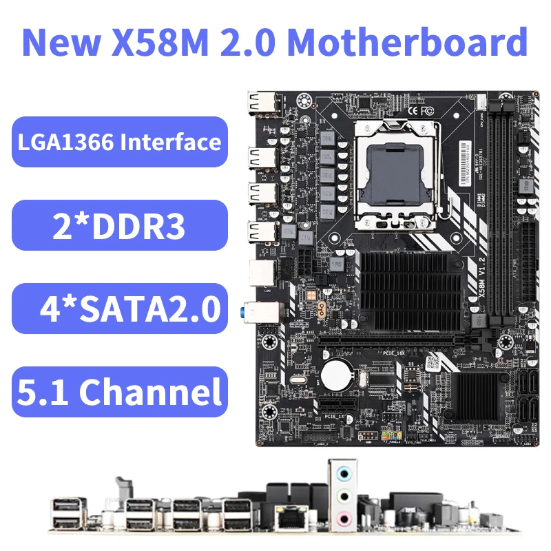 

Компьютерная материнская плата X58M2.0 4, SATA2.0, 10, usb 2,0, M-ATX LGA1366, компьютерная материнская плата PCI-E 16X, слот для графической карты 5,1, аудиоканал