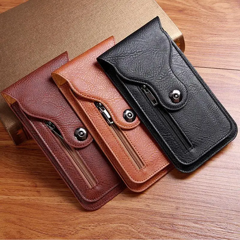 

Leather Phone Pouch Bag For ZTE Axon 50 Ultra Wallet Waist Belt Flip Phone Case Funda For Axon 40SE 41 40 Ultra 30S 20 10 30 Pro